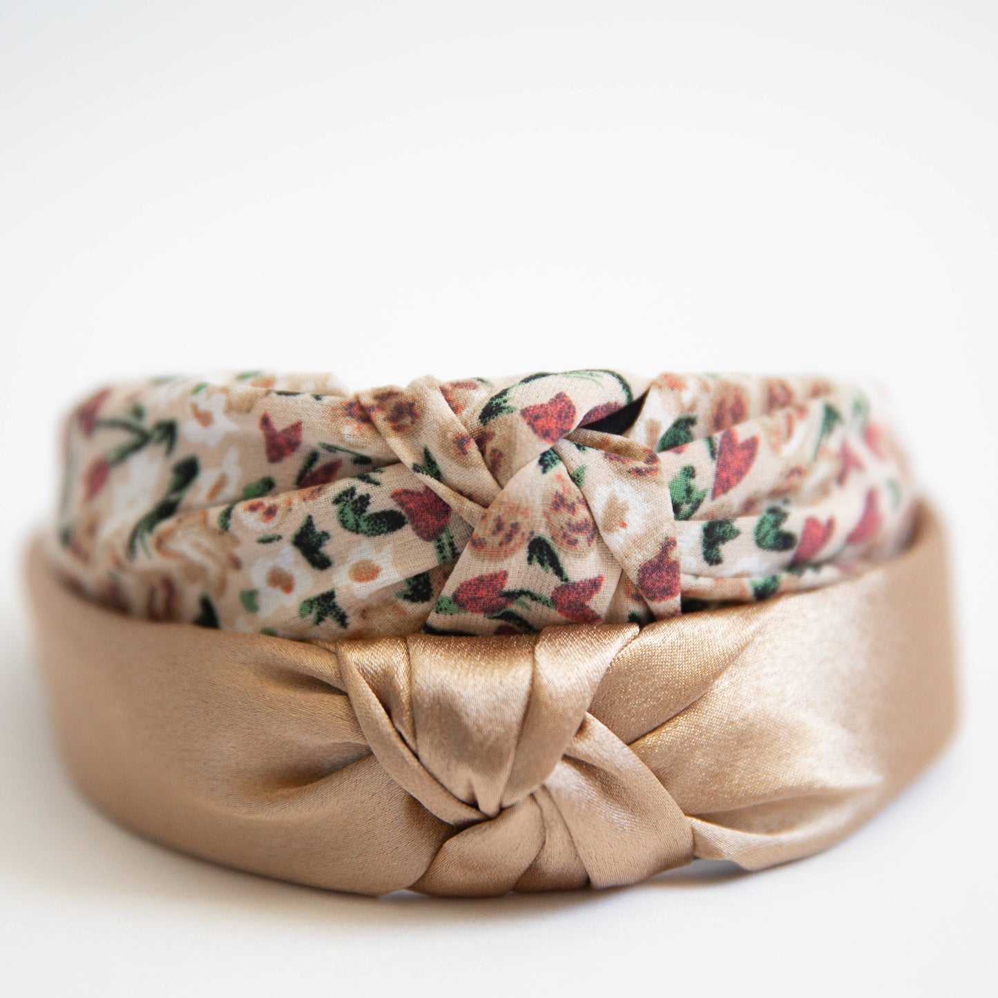 Ellie Floral and Satin Headbands - 2 Pack set