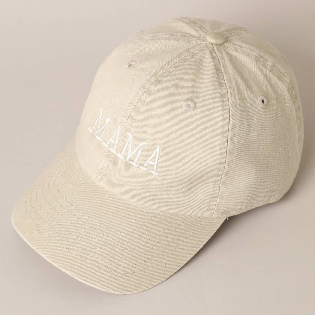 MAMA Embroidered Cotton Baseball Cap: ONE SIZE / SAND