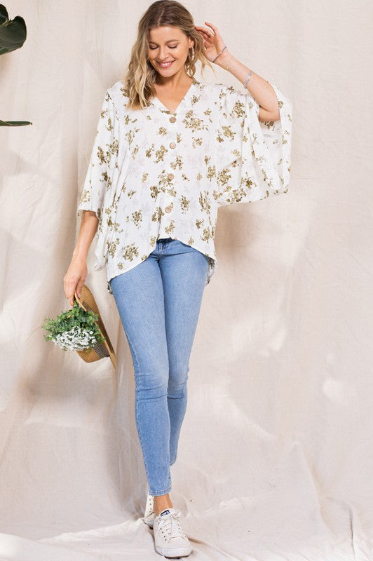 The Sicily Kimono Sleeve top (Olive)