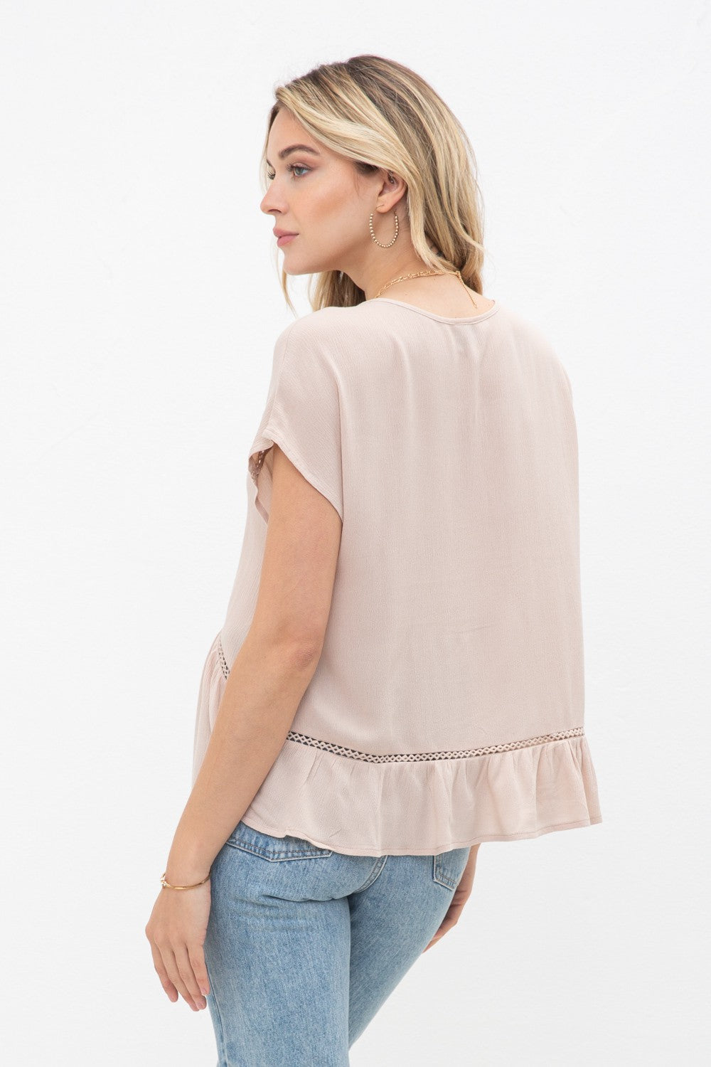 The Ruth Lace Trim Top (Taupe)