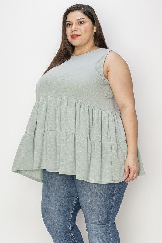 The Trish Babydoll Tank: Sage