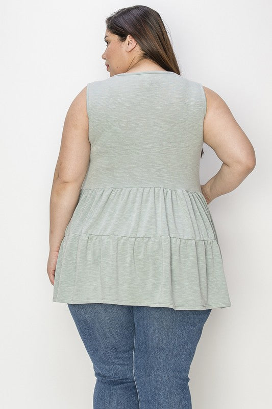 The Trish Babydoll Tank: Sage