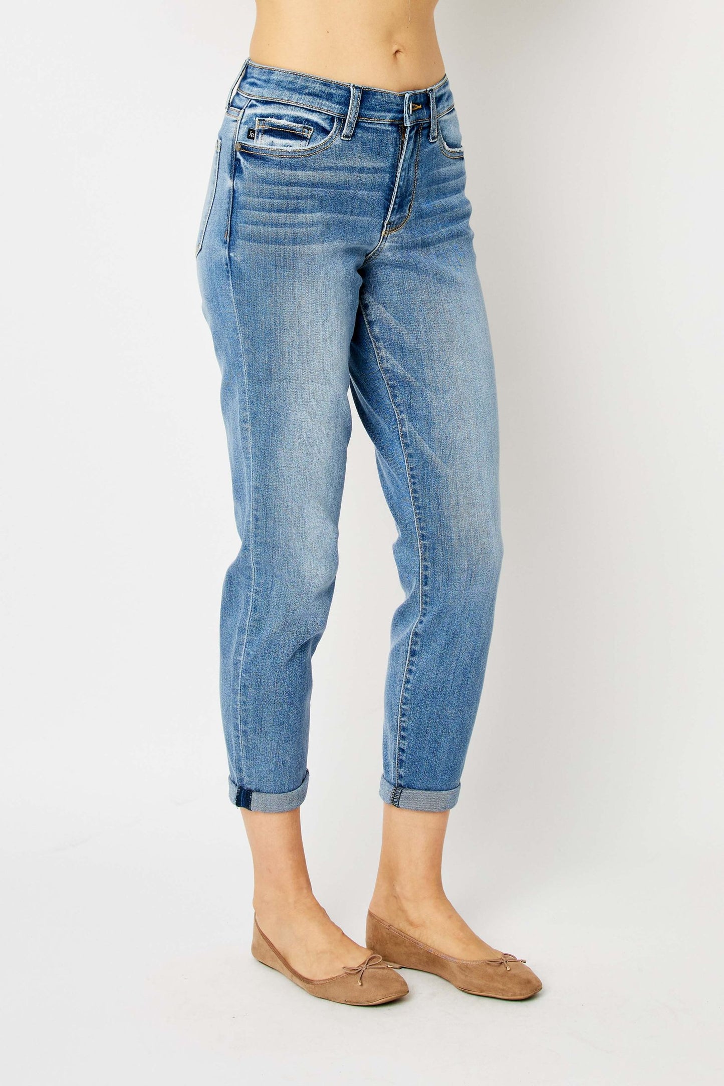 Judy Blue Mid Rise Cuffed Slim