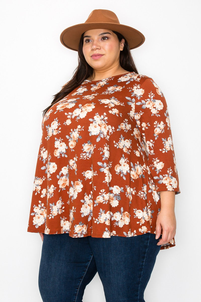 The Macy Floral Fall Top (1X-5X)