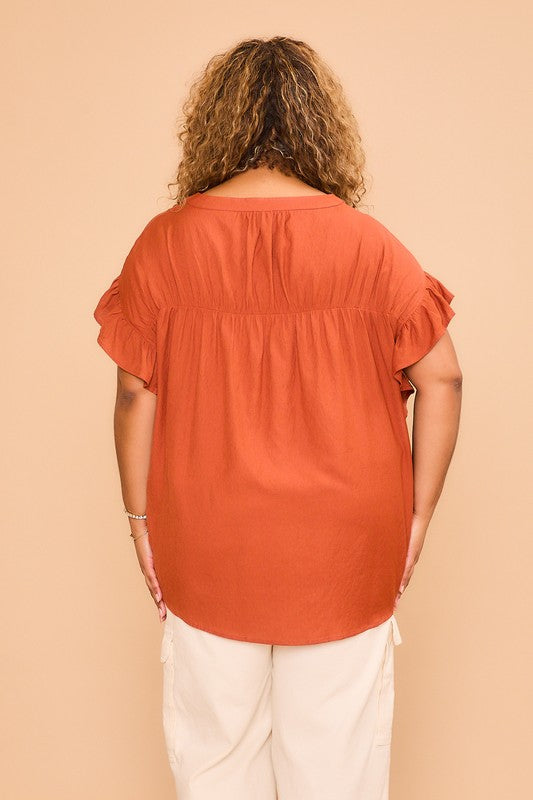 The Mia Boho Top: Rust (Small-3X)