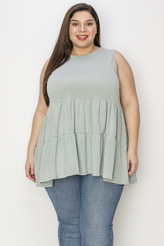 The Trish Babydoll Tank: Sage