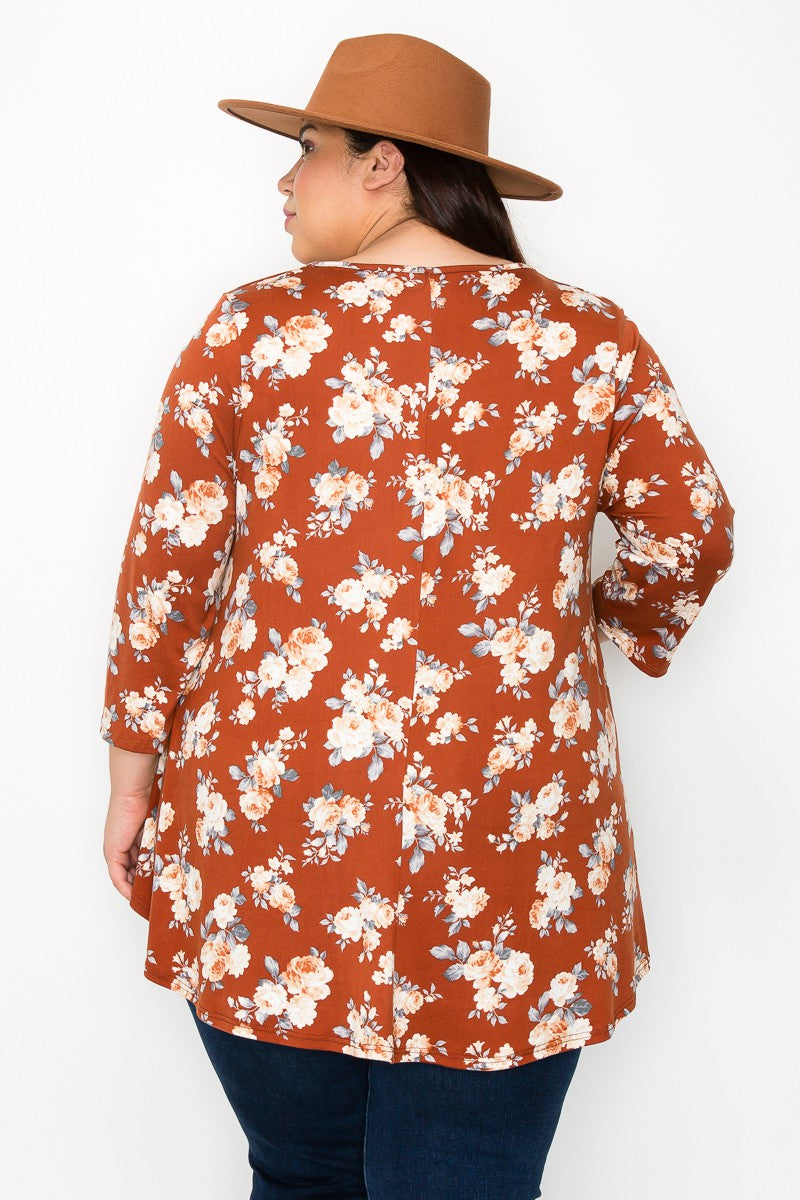 The Macy Floral Fall Top (1X-5X)