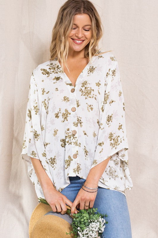 The Sicily Kimono Sleeve top (Olive)