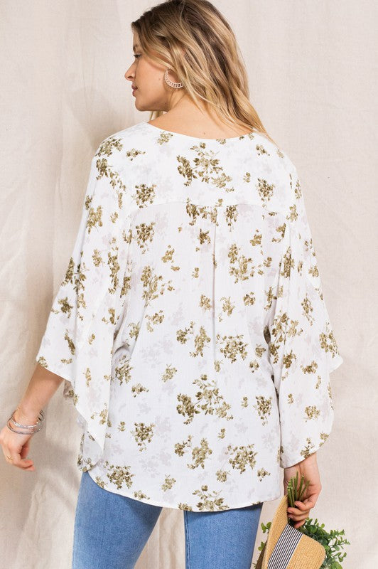 The Sicily Kimono Sleeve top (Olive)