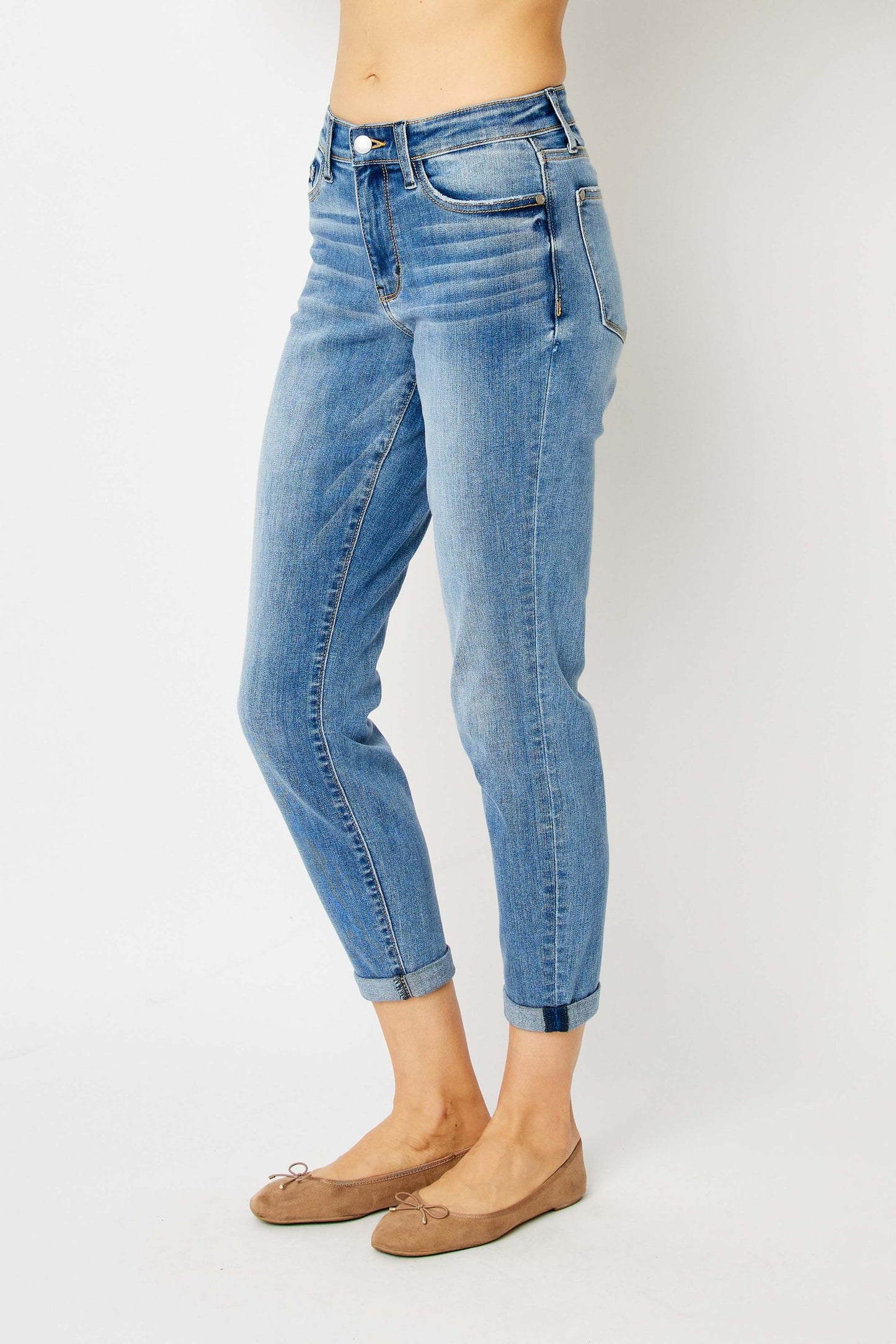 Judy Blue Mid Rise Cuffed Slim