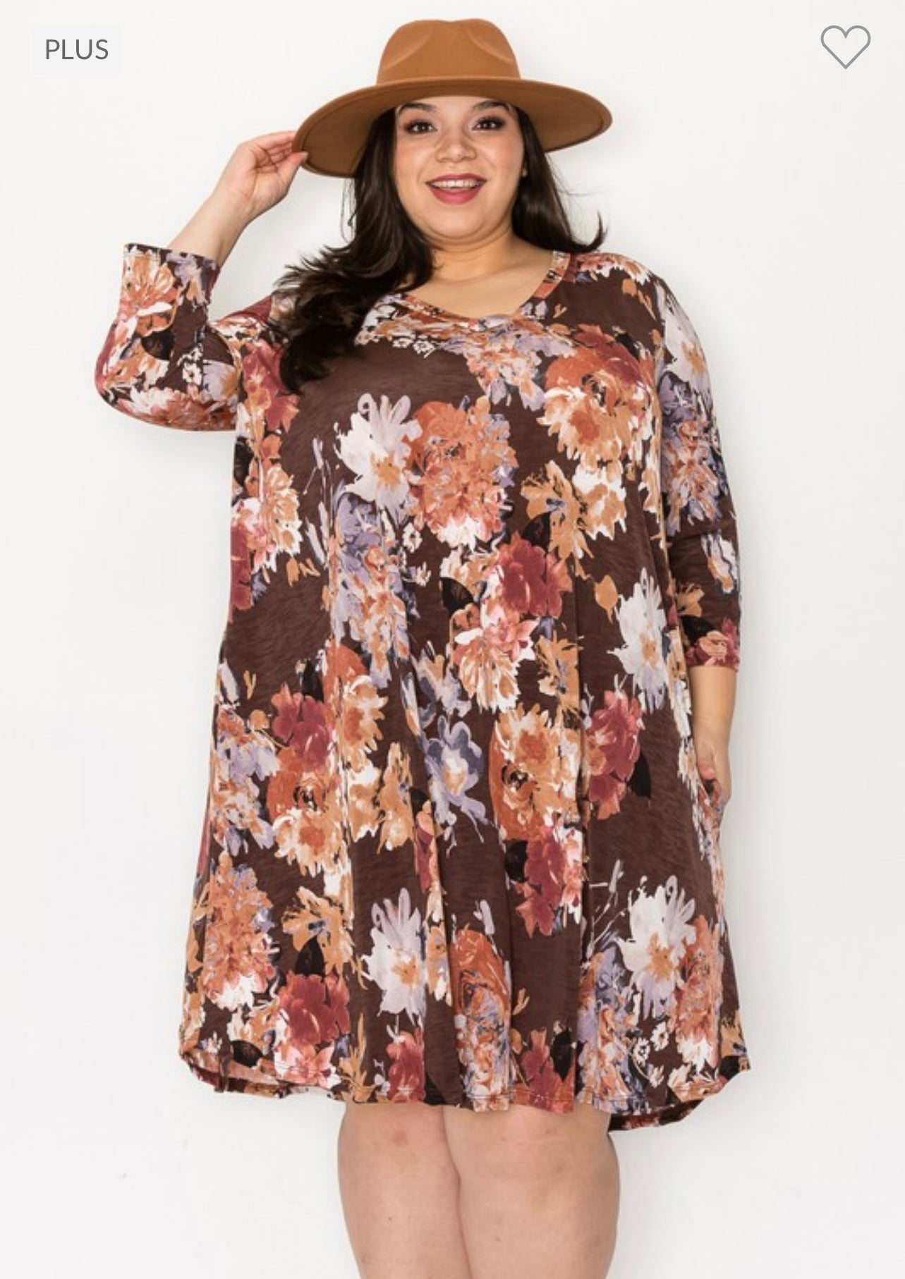 Brown Floral MIDI Dress