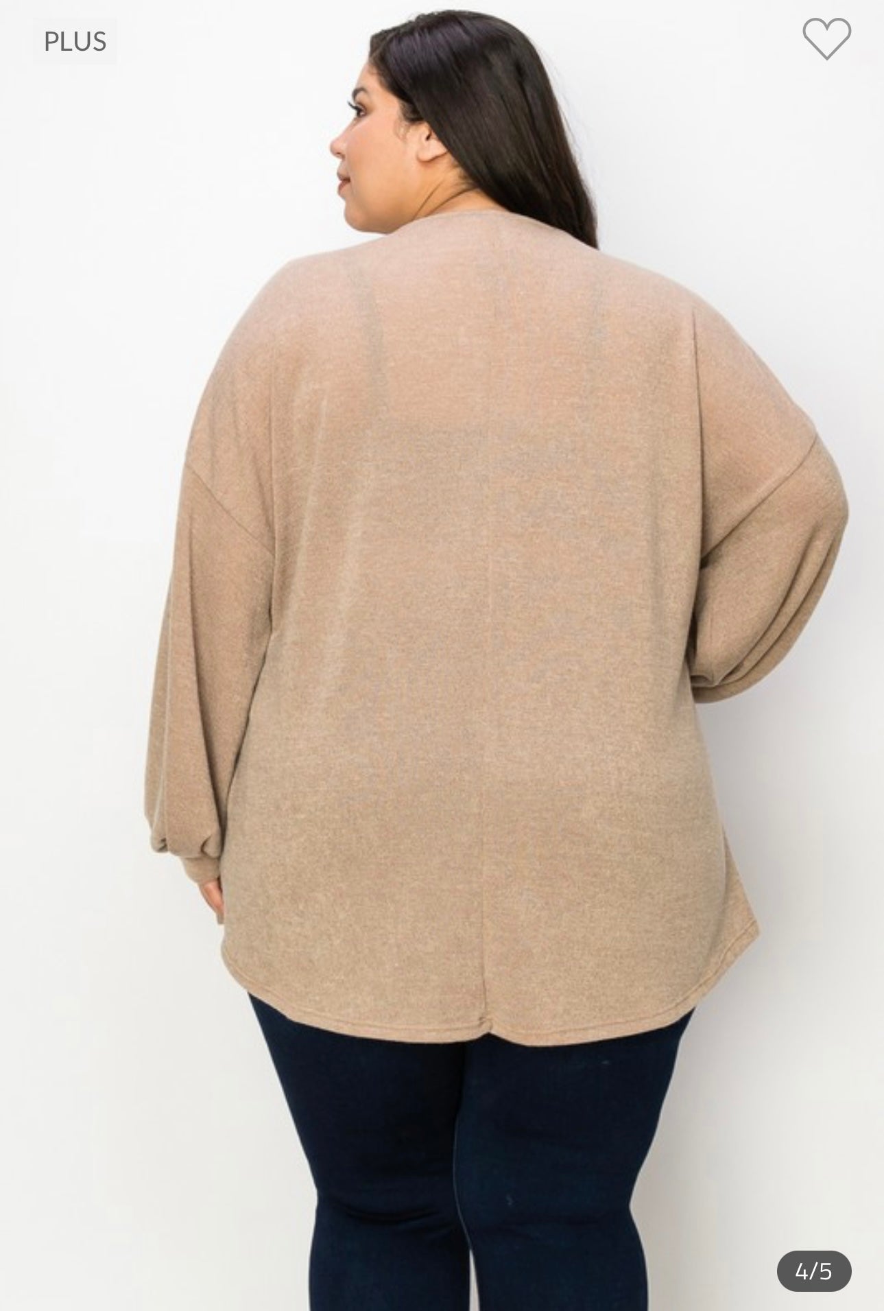Bubble Sleeve Sweater - Beige (3X-5X)