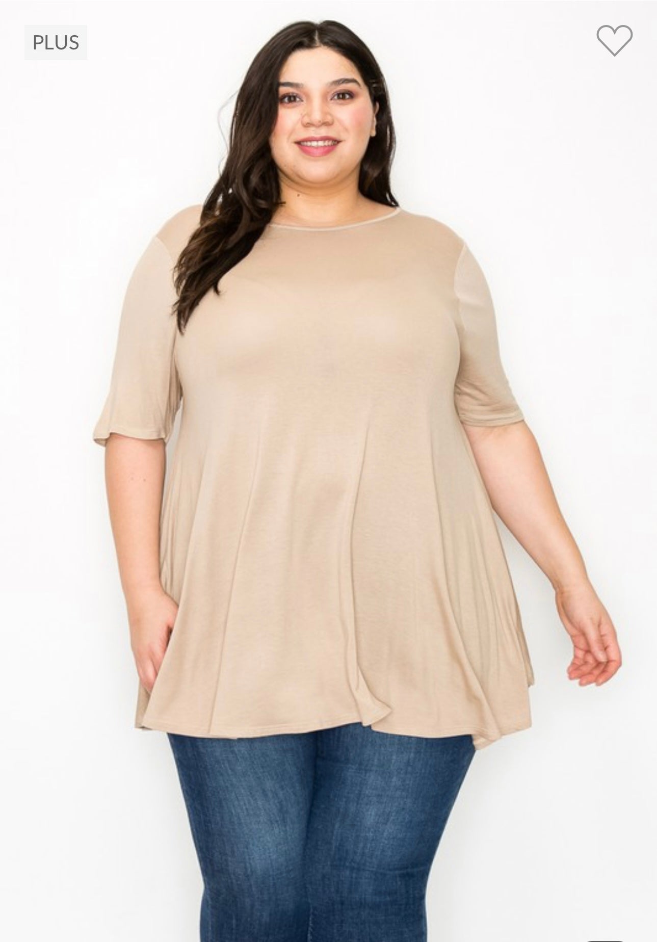 Silky Soft Tunic Tee - Beige