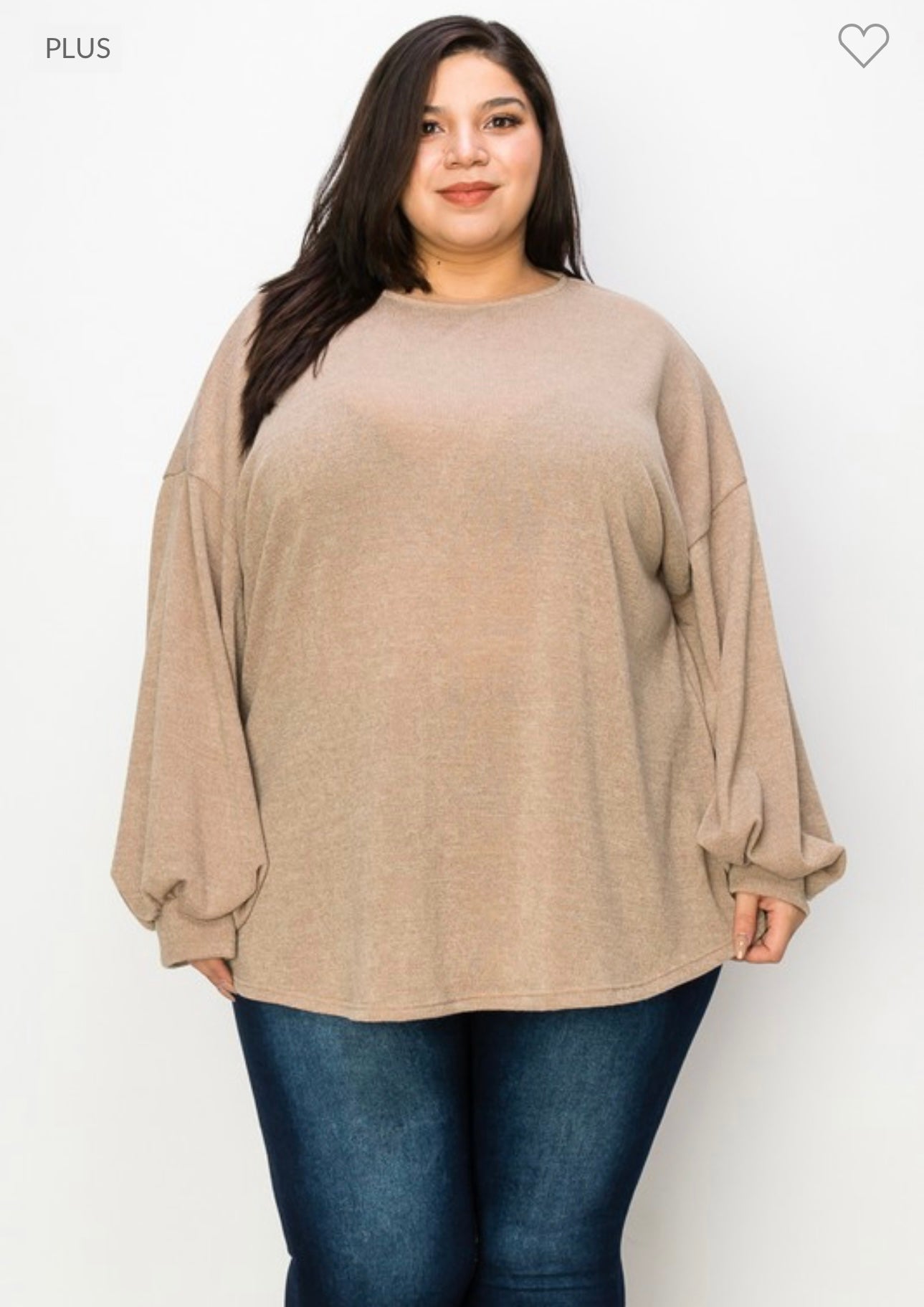 Bubble Sleeve Sweater - Beige (3X-5X)