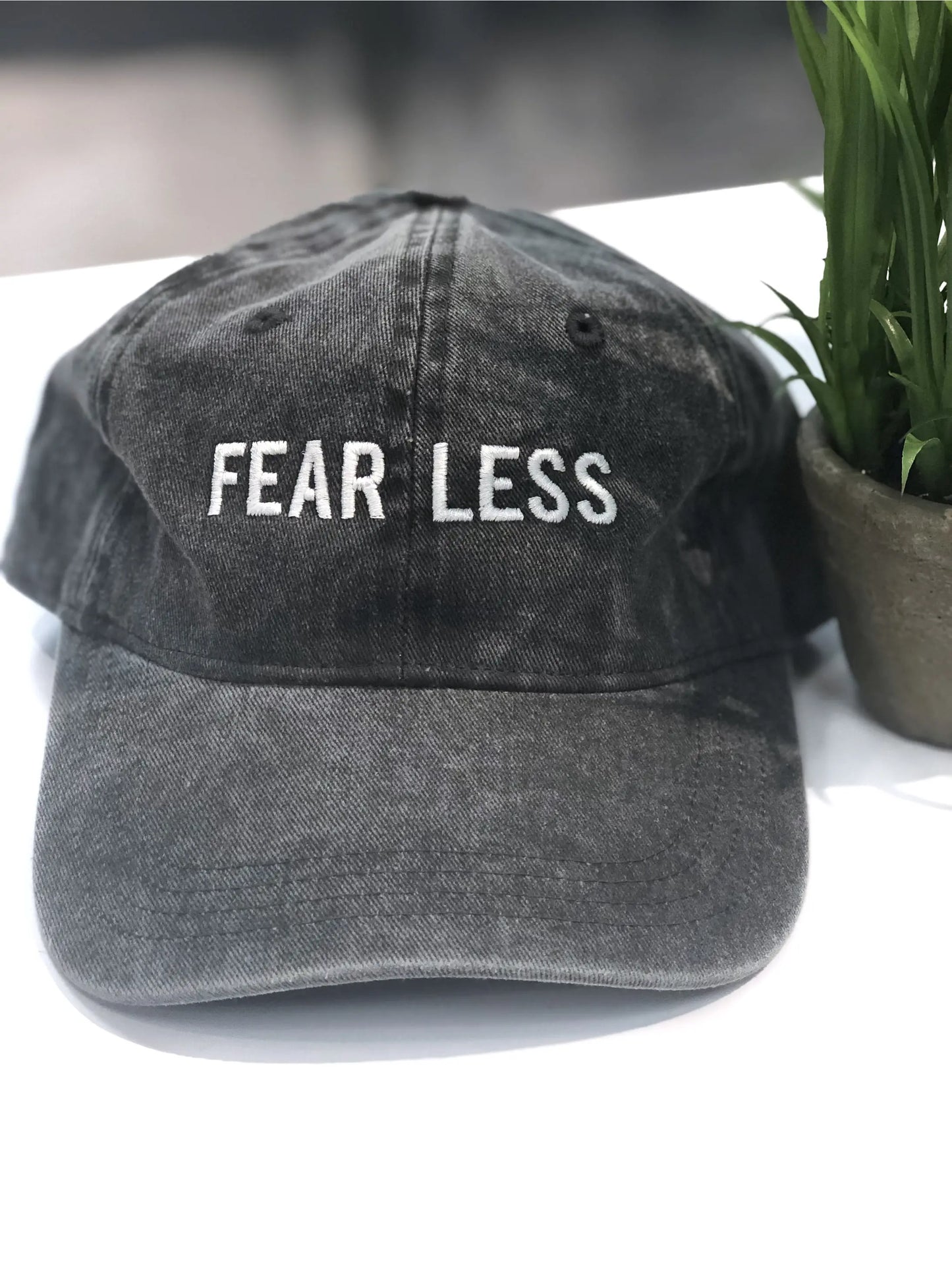 FEAR LESS Baseball Hat Gray - Mineral Washed